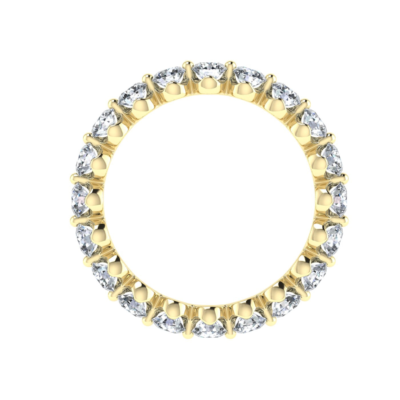 Single Prong Eternity Moissanite Wedding Band Yellow Gold